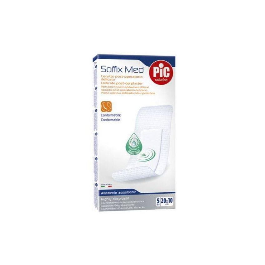 Pic Soffix Med - Cerotti Antibatterici 10x20cm - Pacco da 5 Pezzi