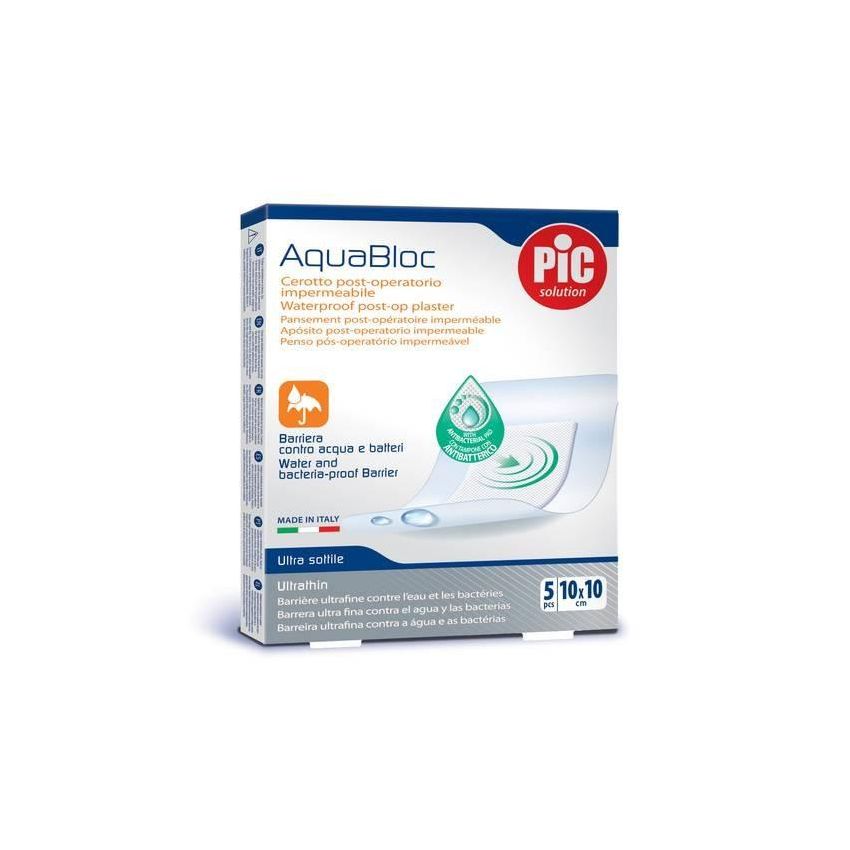 Aquabloc Pic Cerotto Antibatterico 10x10cm - Pacco da 5 Pezzi