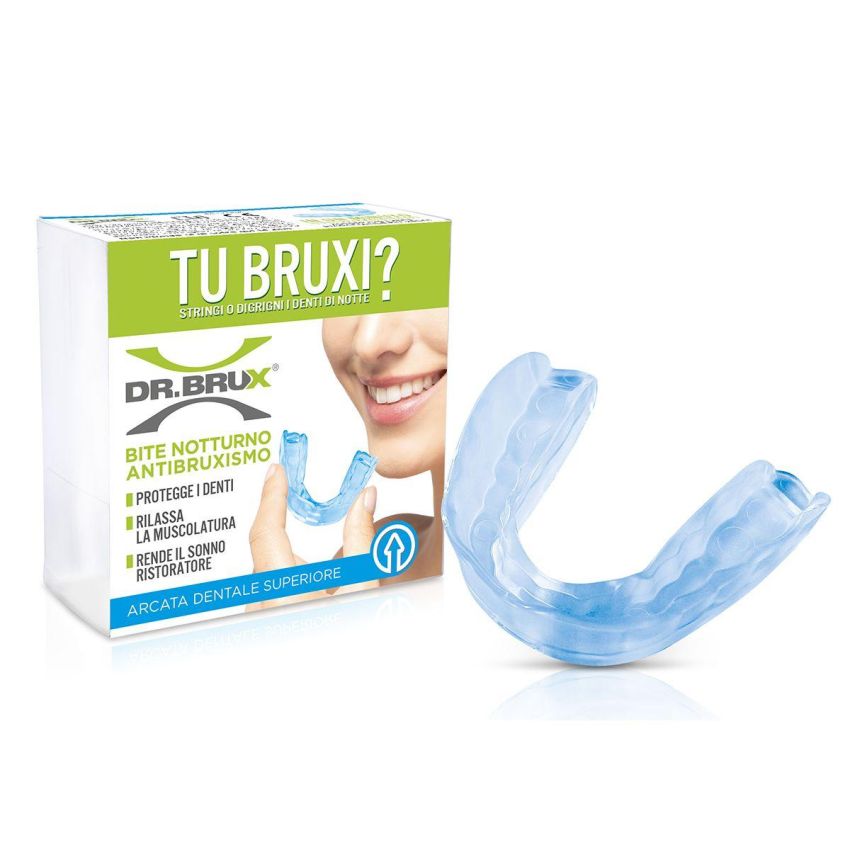 Dr. Brux Protettore Superiore per Mordere Notturno Trasparente, 1 Pezzo