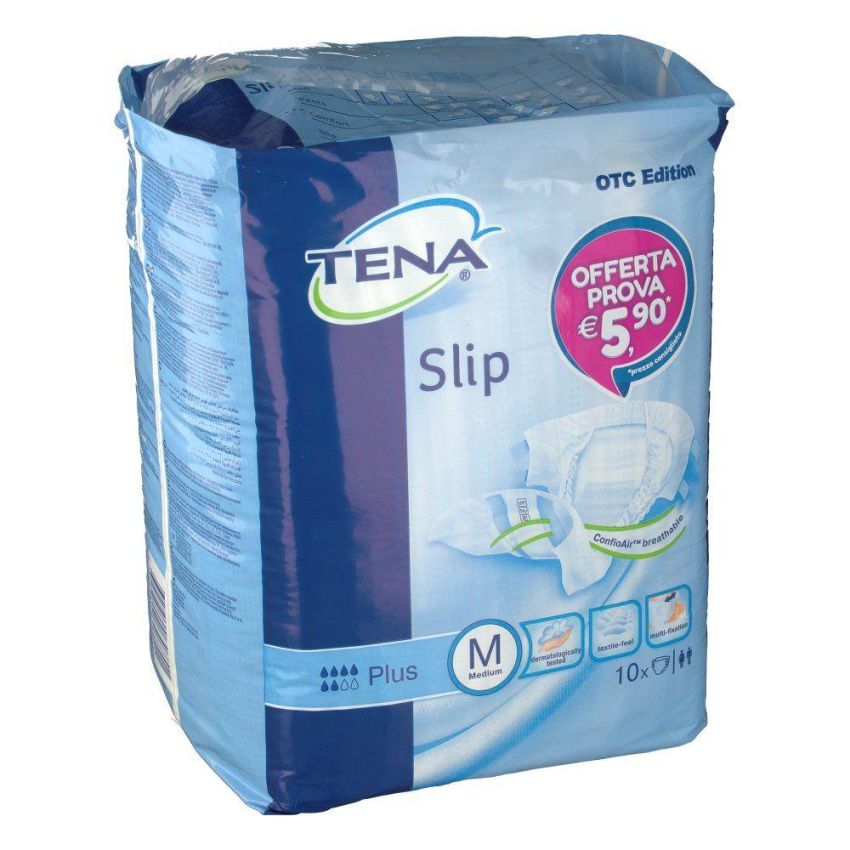 Tena Slip Plus Pannolini a Forma di Mutandina, Taglia M - Pacco da 10 Pezzi