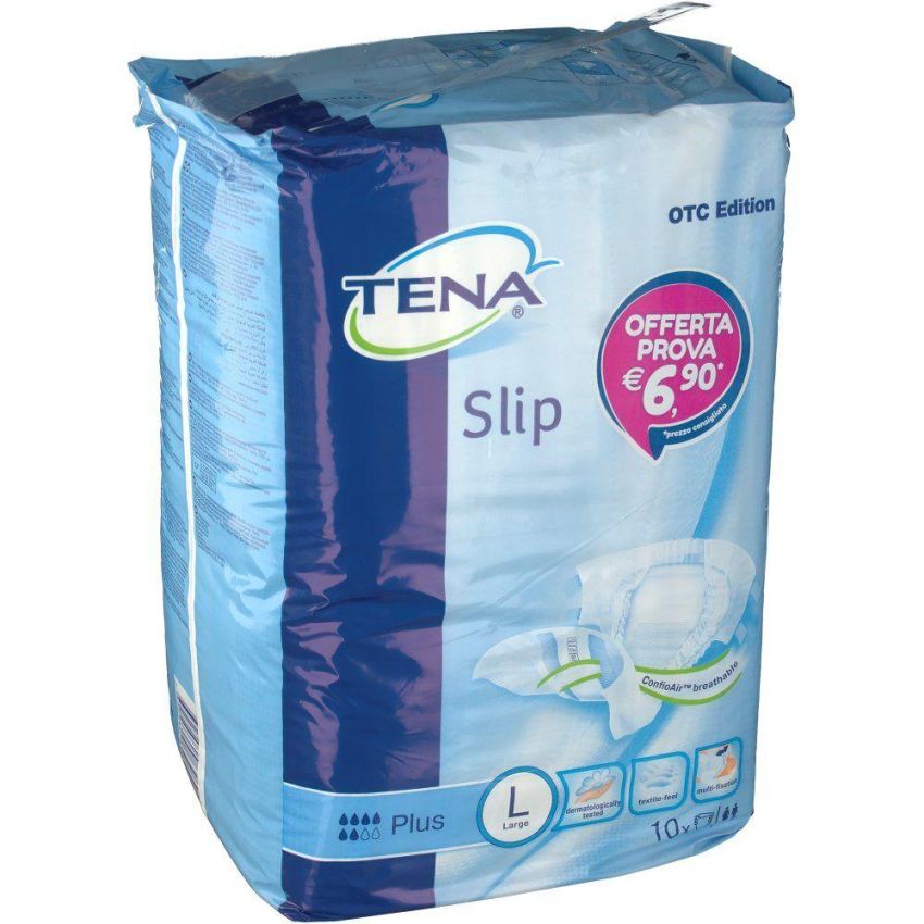 Tena Slip Plus Pannolini Mutandina, Taglia L, Pacco da 10 Pezzi
