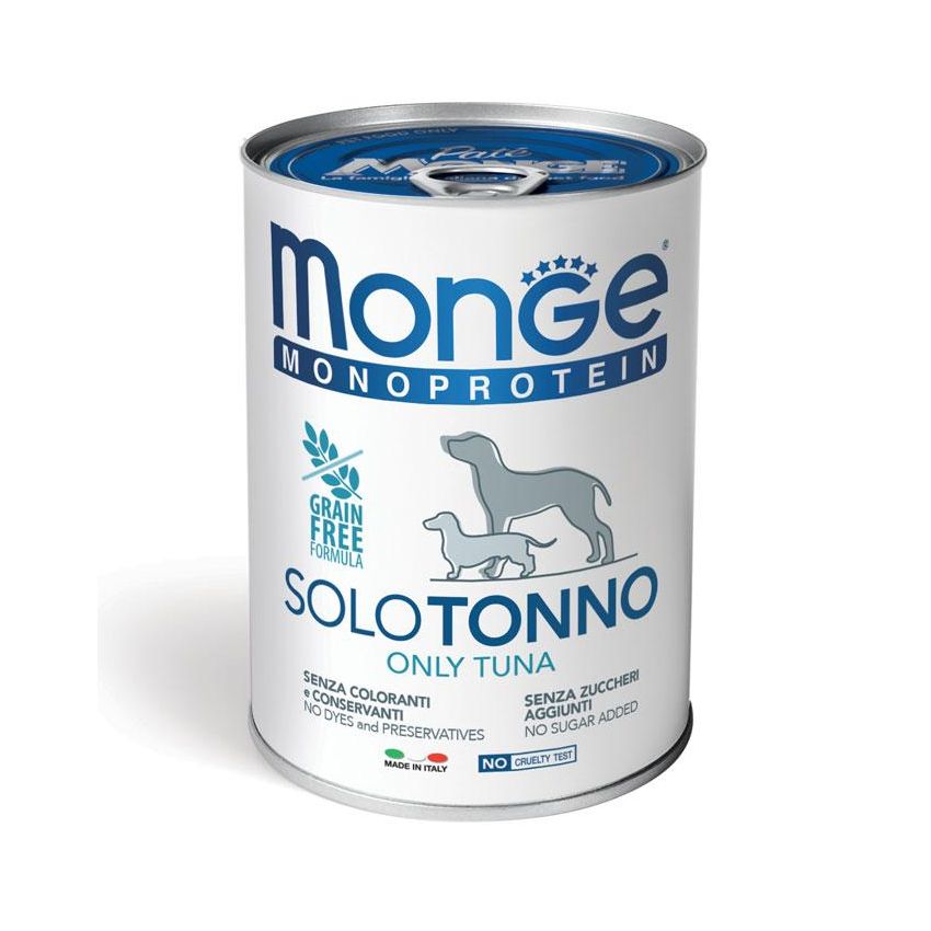 Monge Monoprotein Solo Tonno - Alimento Umido per Cani Adulti, 400g