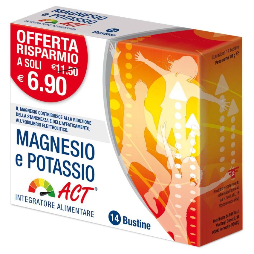 Act Magnesio Potassio - 14 Bustine da 5g di Supplemento Alimentare