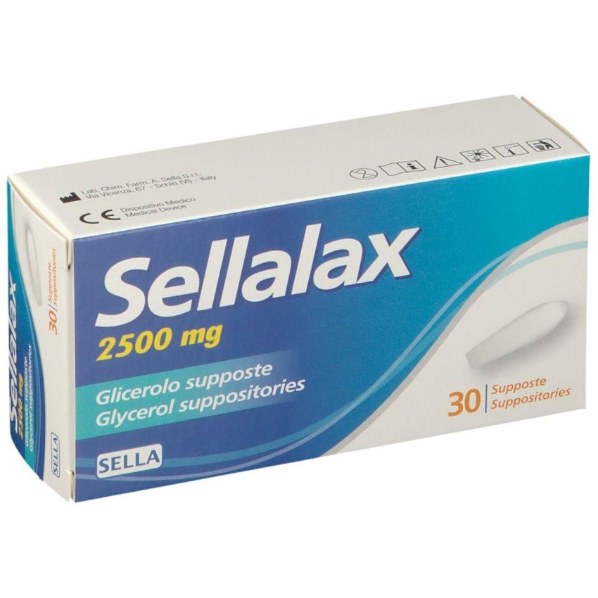 SellaLax Supposte di Glicerina 2500mg - Confezione da 30 Pezzi