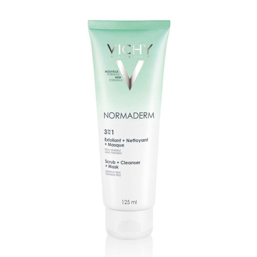 Vichy Normaderm 3-in-1 Esfoliante, Detergente e Maschera, 125 ml