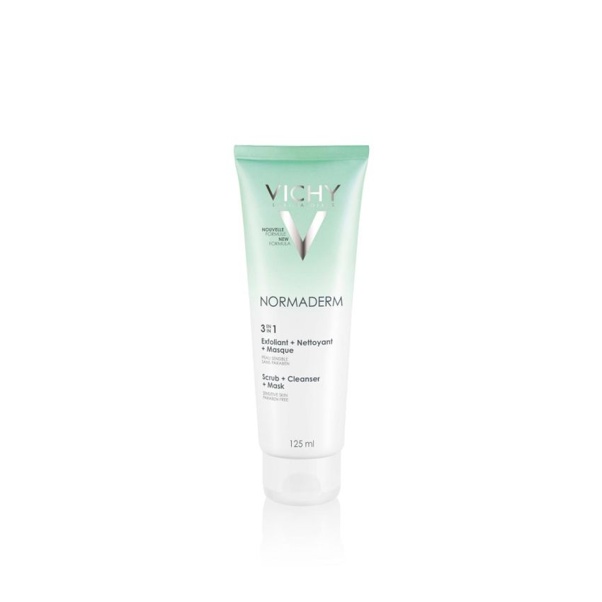 Vichy Normaderm 3-in-1 Esfoliante, Detergente e Maschera, 125 ml