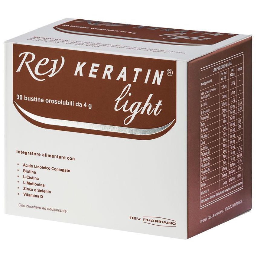 Rev Light Keratin - Integratore per Capelli in Bustine, 120g - Confezione da 30