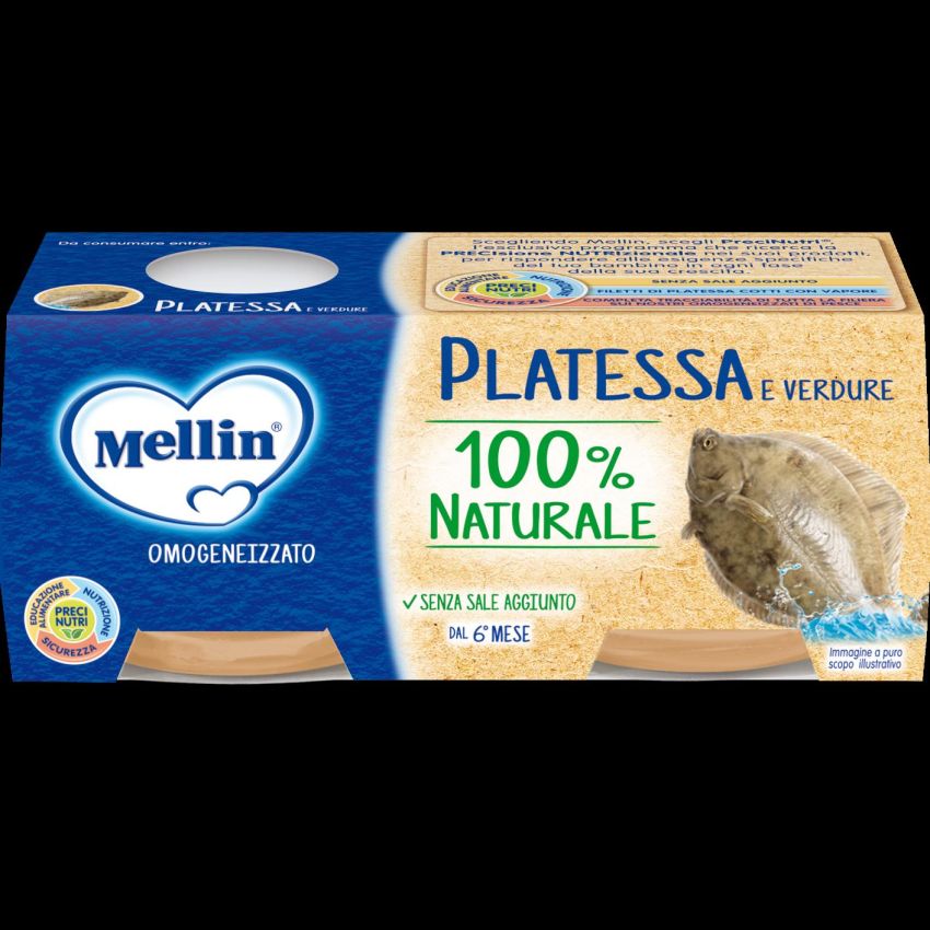 Mellin Omogeneizzato di Platessa per Neonati da 6 Mesi+ - 2x80g
