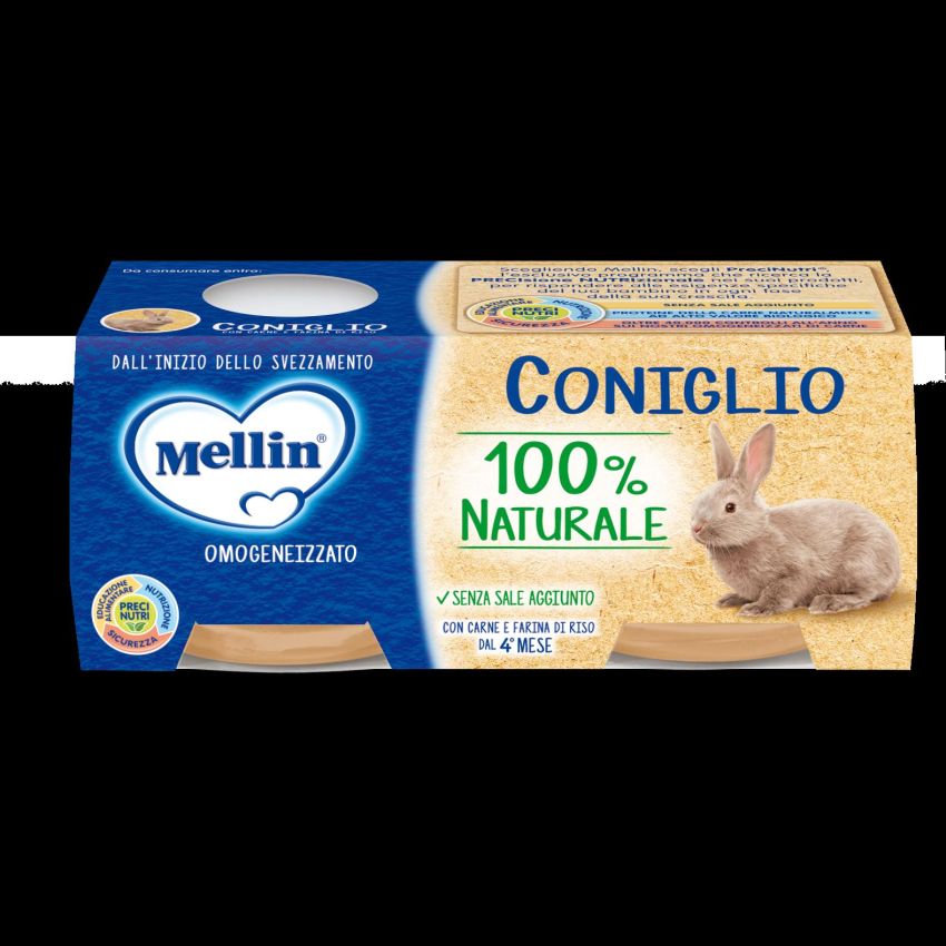 Mellin Omogeneizzato di Coniglio - Pacco Doppio da 120g