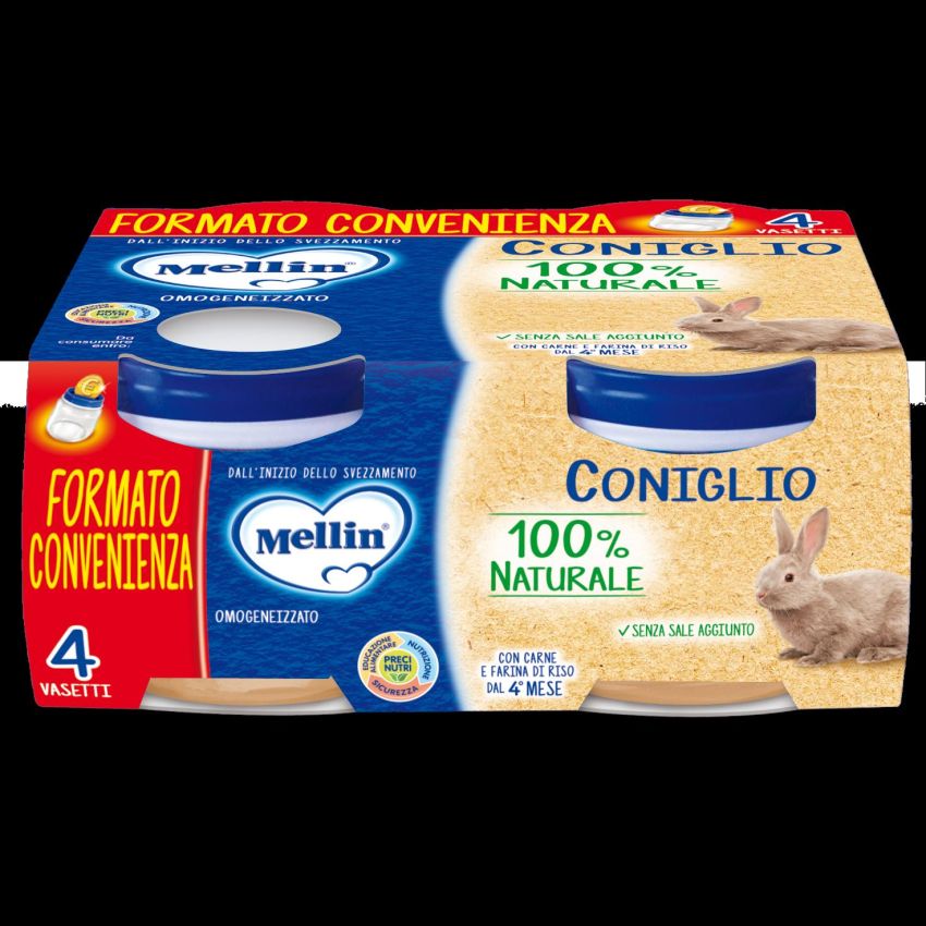 Mellin Omogeneizzato di Coniglio - Confezione da 4 x 80g
