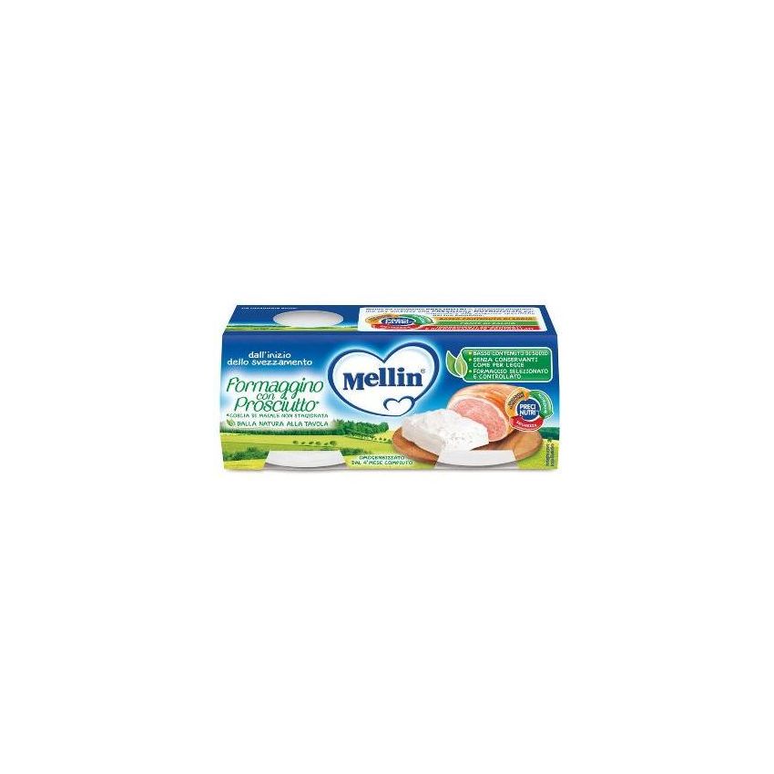 Omogeneizzato Mellin Baby al Formaggio e Prosciutto per Bambini dai 4 Mesi - Confezione da 2 x 80g