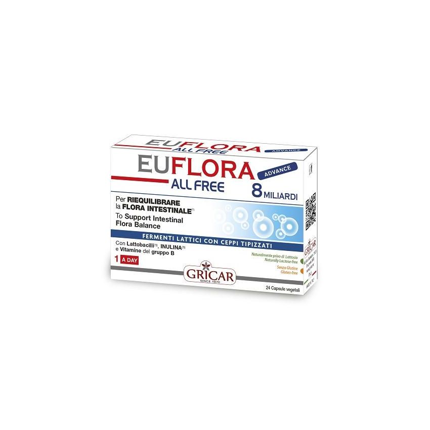 Euflora Advance All-Free Capsule Probiotiche Vegan, 24 Pezzi