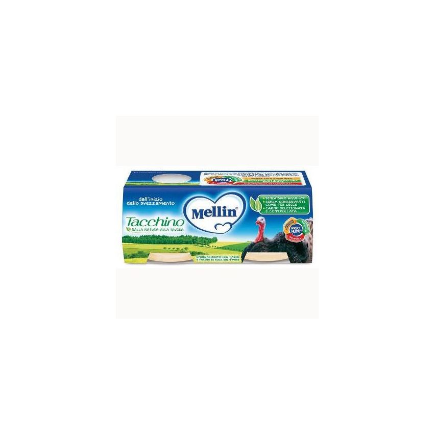 Omogeneizzato di Tacchino Mellin, Confezione da 2x80g
