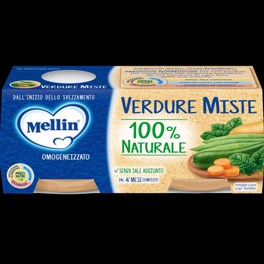 Mellin - Omogeneizzato di Verdure Miste per Bambini da 6 Mesi+ - 2x80g