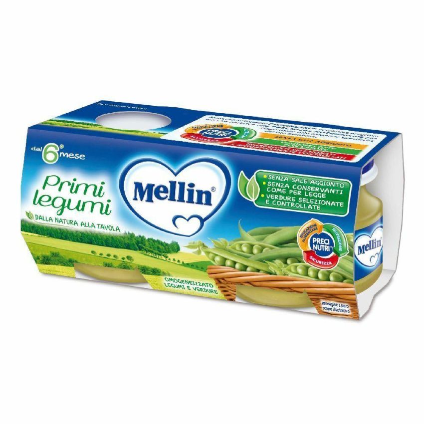 Mellin Omogeneizzato di Primi Legumi per Bambini oltre 6 Mesi - 2x80g
