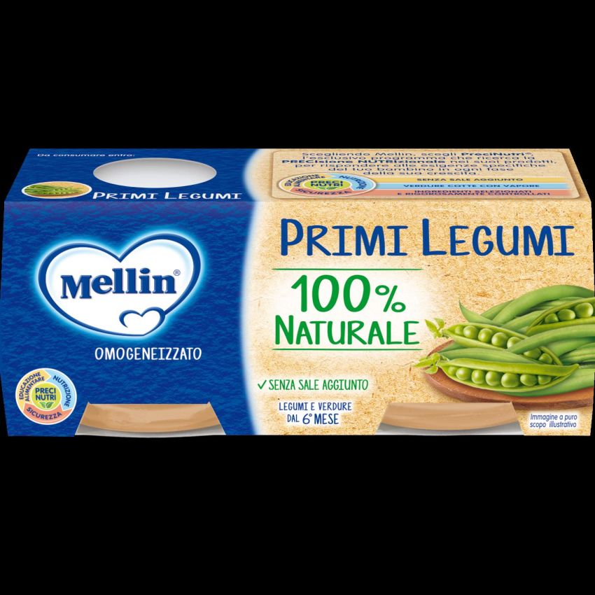 Mellin Omogeneizzato di Primi Legumi per Bambini oltre 6 Mesi - 2x80g