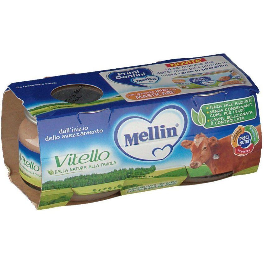 Mellin Omogeneizzato di Vitello per Bambini da 4 Mesi+ - 2x80g