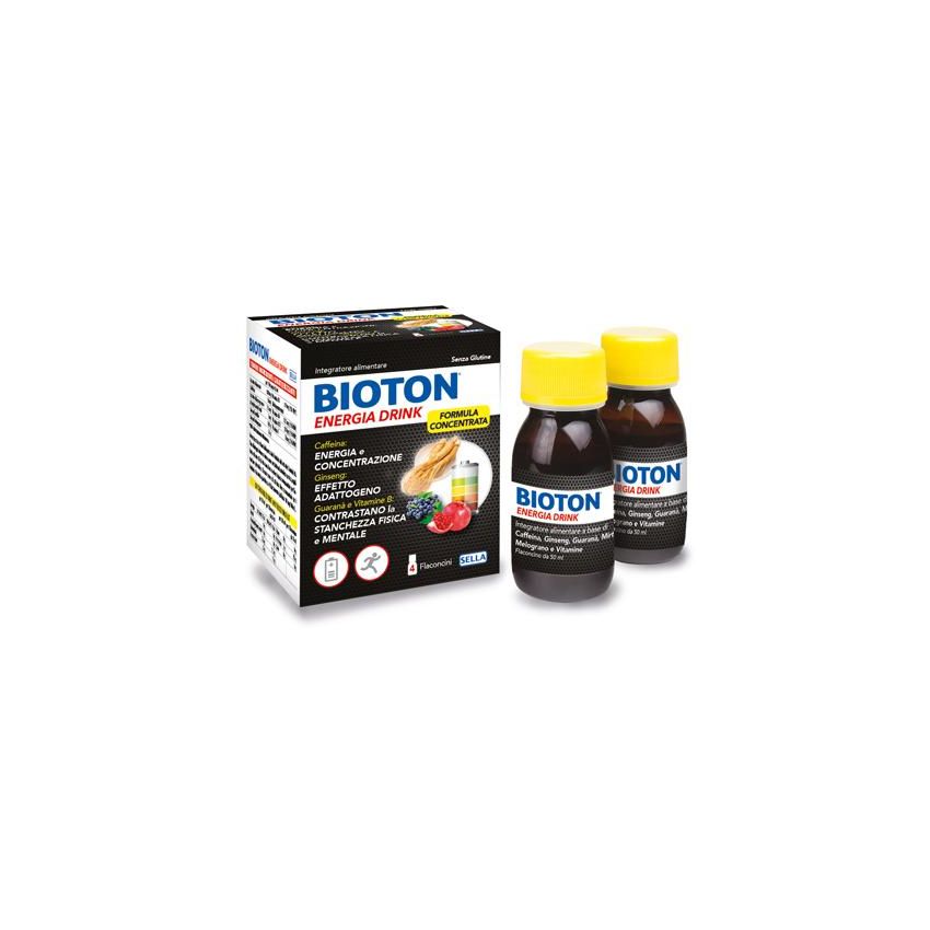 Bioton Power Energy Drink, Pacco da 4 Bottigliette da 50ml