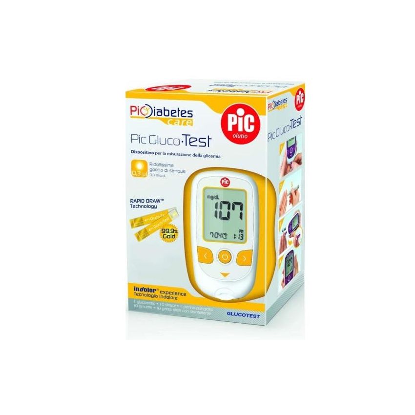 Kit per Controllo Glicemia Pic Glucotest con Glucometro