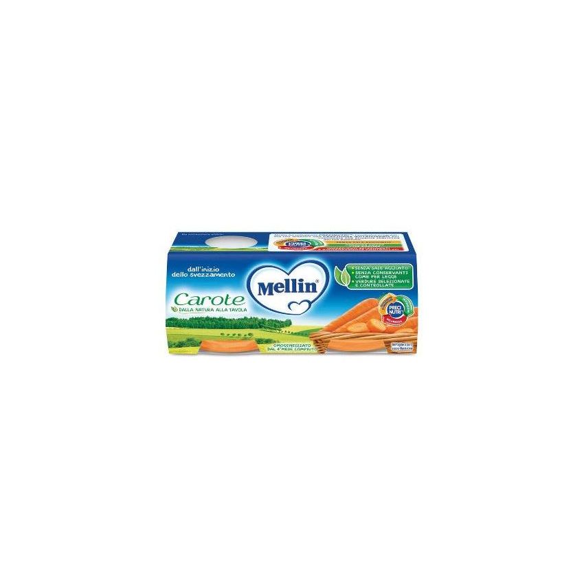 Mellin Pappa Omogeneizzata di Carote, Doppio Pacchetto da 80g