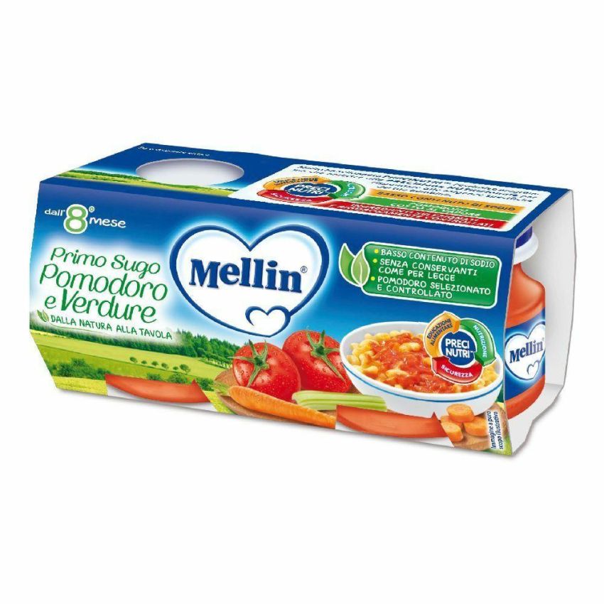 Mellin Primo Sugo di Pomodoro e Verdure per Bambini, 2 x 80g