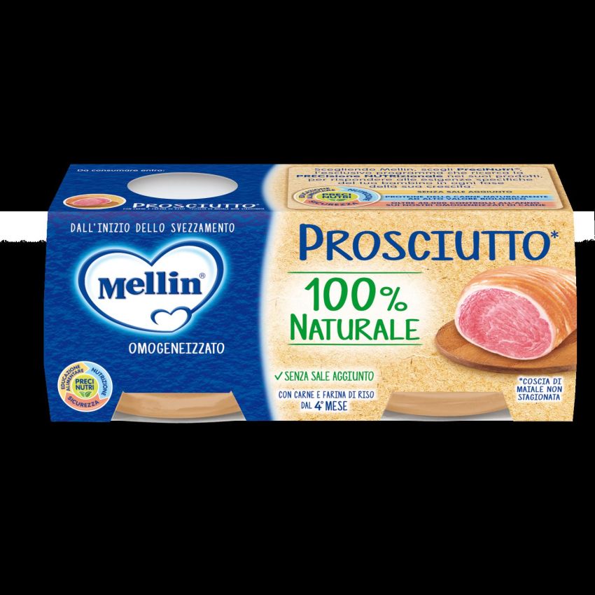 Mellin Prosciutto Omogeneizzato, Pacco Doppio da 80g