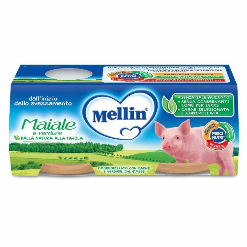 Omogeneizzato Mellin di Maiale con Verdure, Pacco da 2 X 80g