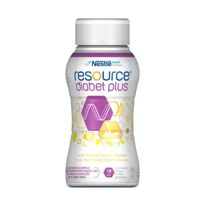 Resource Diabet Plus Vaniglia - Pacco da 4 Bottiglie da 200ml Ciascuna
