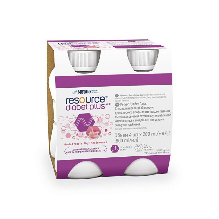 Nestle Resource Diabet Plus - Integratore Alimentare Gusto Fragola - 800ml