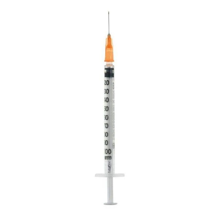 Siringa Ultrafine per Insulina 1ml, 100 UI con Ago Removibile 26 Gauge