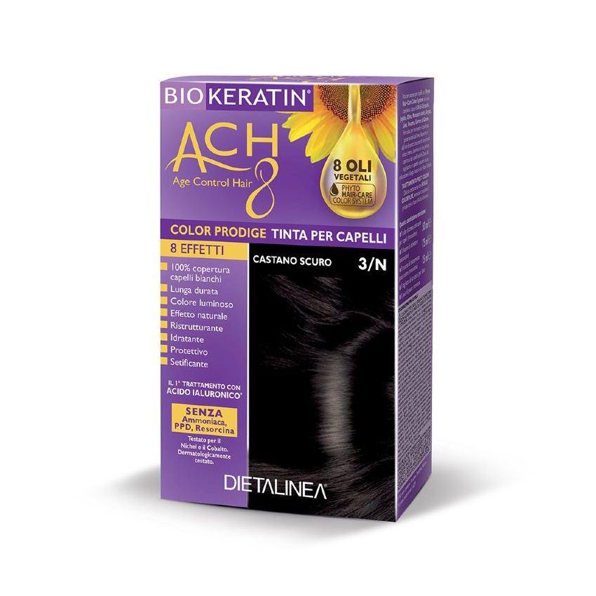 Biokeratin Ach8 Tinta per Capelli 3/N Castano Scuro con Cheratina