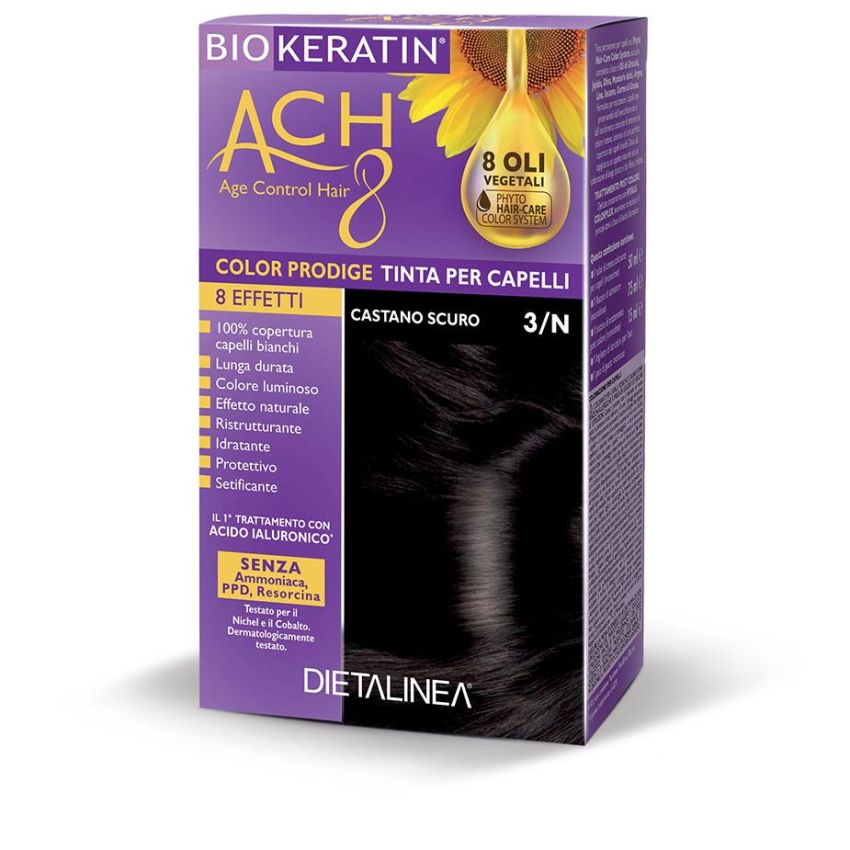 Biokeratin Ach8 Tinta per Capelli 3/N Castano Scuro con Cheratina