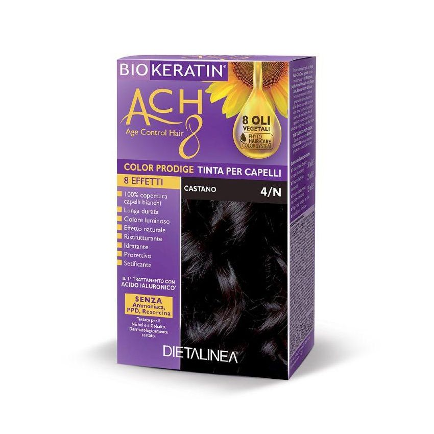 Tinta per Capelli Biokeratin Ach8 Castano 4/N con Keratina