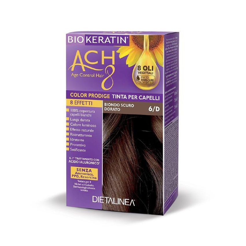Tinta per Capelli Biokeratin Ach8 Biondo Scuro Dorato 6/D
