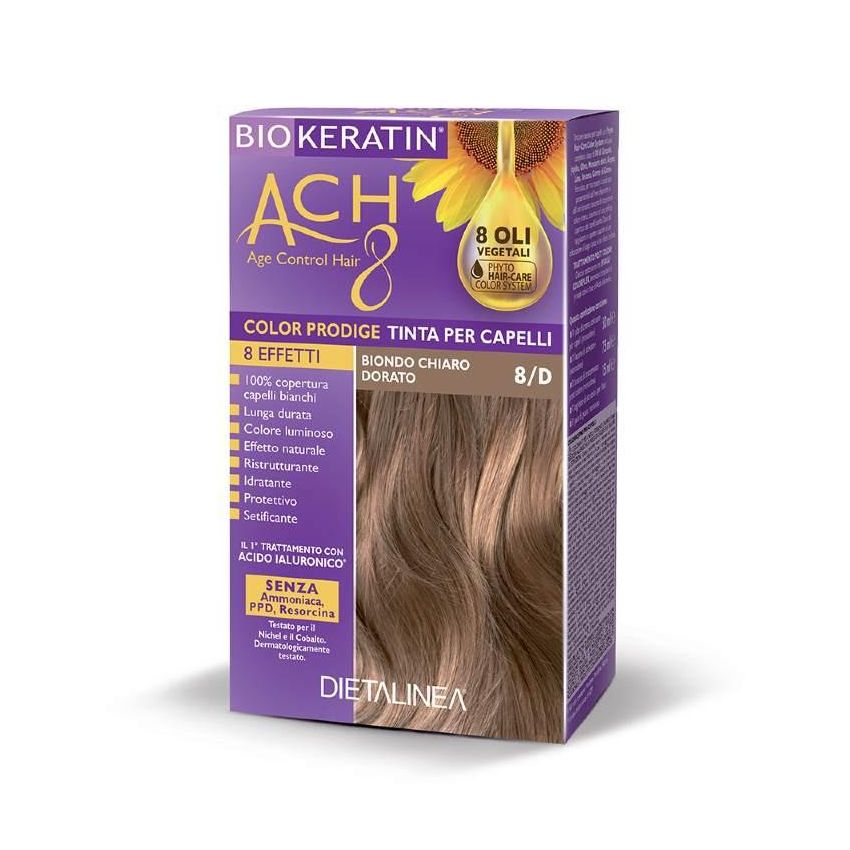 Biokeratin Ach8 Tinta Capelli in Biondo Chiaro Dorato - 8/D