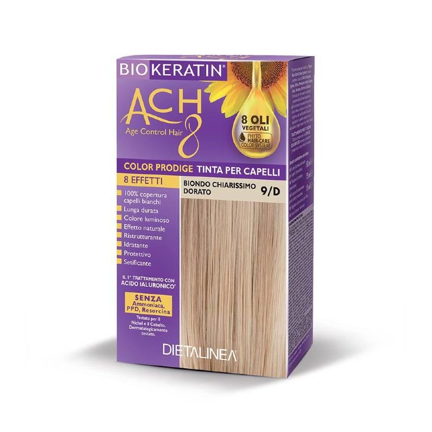 Biokeratin Ach8 Tinta per Capelli Ultra Luminosa - Biondo Dorato Chiarissimo 9/D