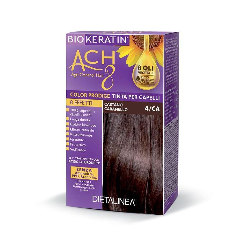 Tinta Biokeratina Ach8 per Capelli - Colore Castano Caramello 4/CA
