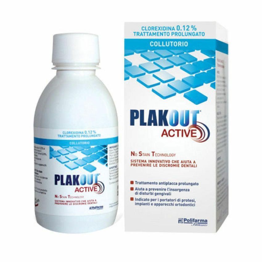 Plak Out Active - Soluzione di Clorexidina 0,12% per Igiene Orale, 200 ml