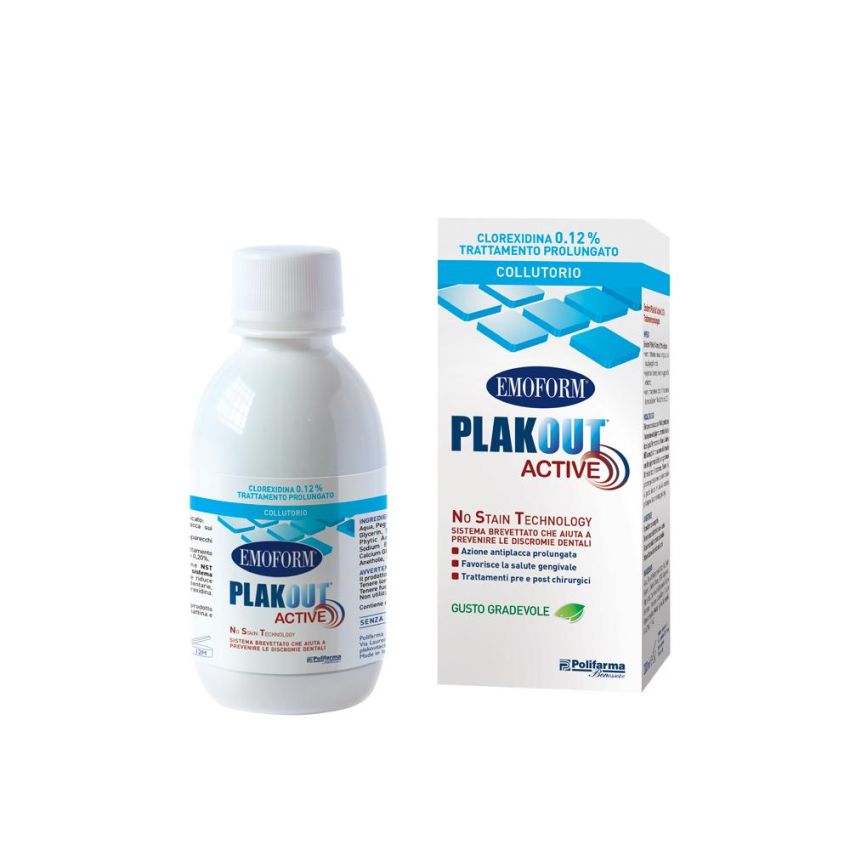 Plak Out Active - Soluzione di Clorexidina 0,12% per Igiene Orale, 200 ml