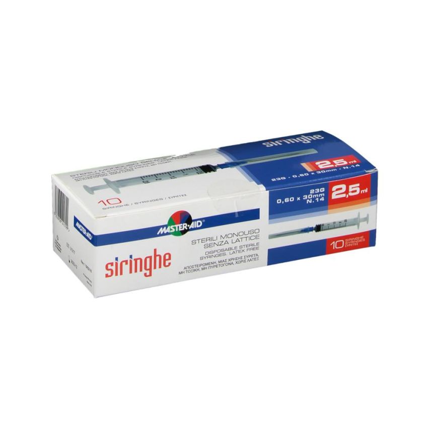 Master-Aid Siringa per Venipuntura da 2,5ml, Calibro 23, Set da 10 Pezzi