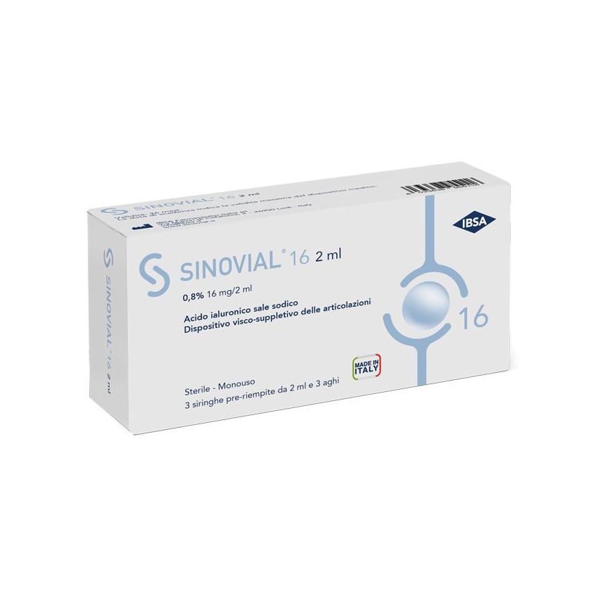 Sinovial Intra-Articolare Siringa con Acido Ialuronico 0.8% - 2ml, Pacco da 3