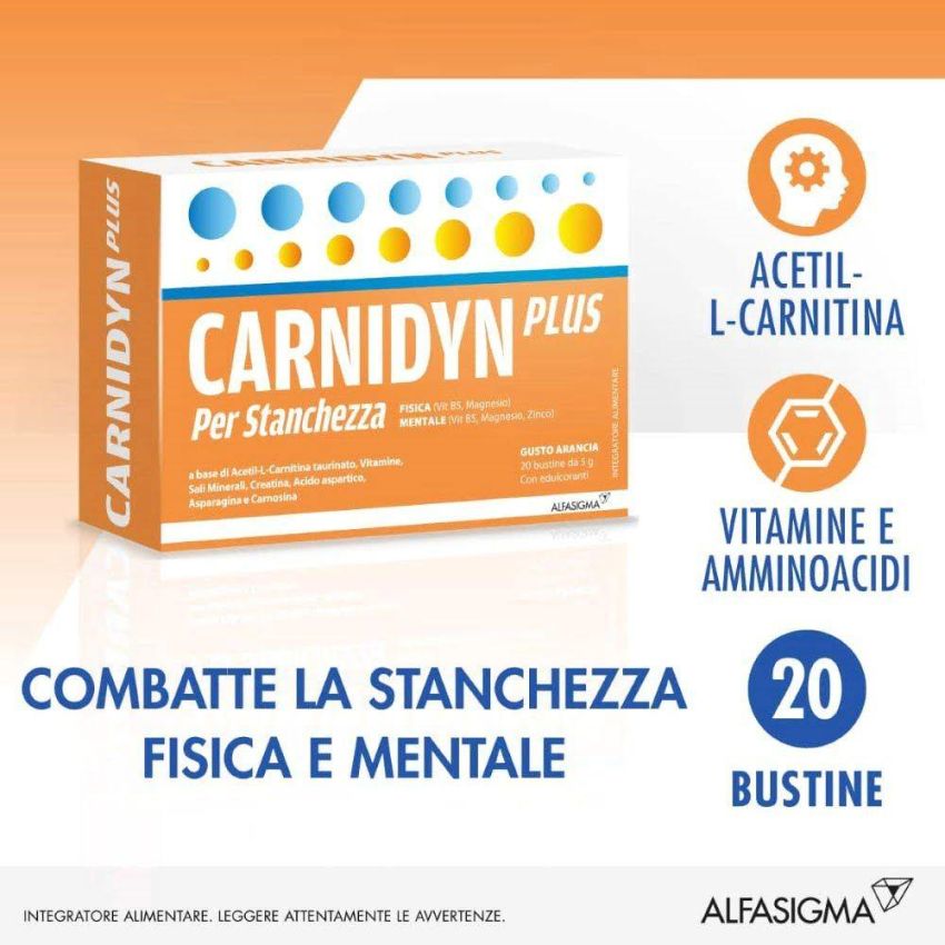 Carnidyn Plus - Integratore Alimentare in Bustine, 20 Pezzi
