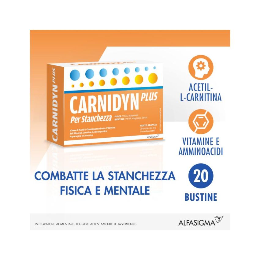 Carnidyn Plus - Integratore Alimentare in Bustine, 20 Pezzi