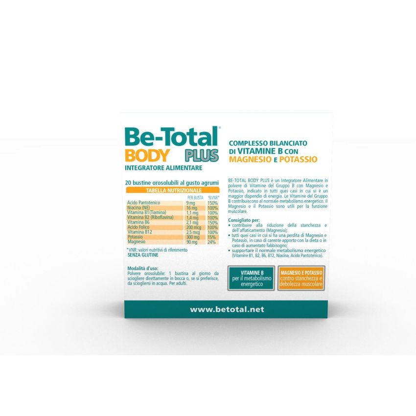 Be-Total Plus - Integratore Alimentare con Magnesio, Potassio e Vitamina B - 20 Bustine