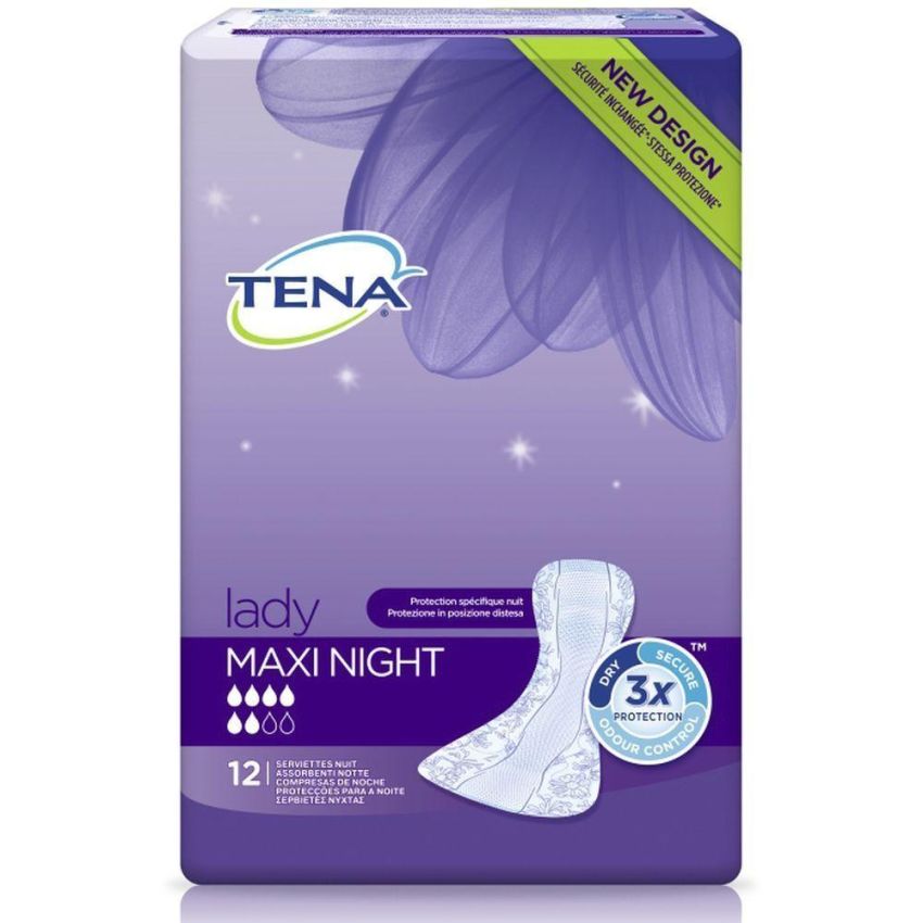 Tena Lady Maxi Night - Assorbenti Notturni, Pacco da 12 Pezzi