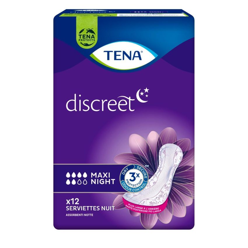Tena Lady Maxi Night - Assorbenti Notturni, Pacco da 12 Pezzi