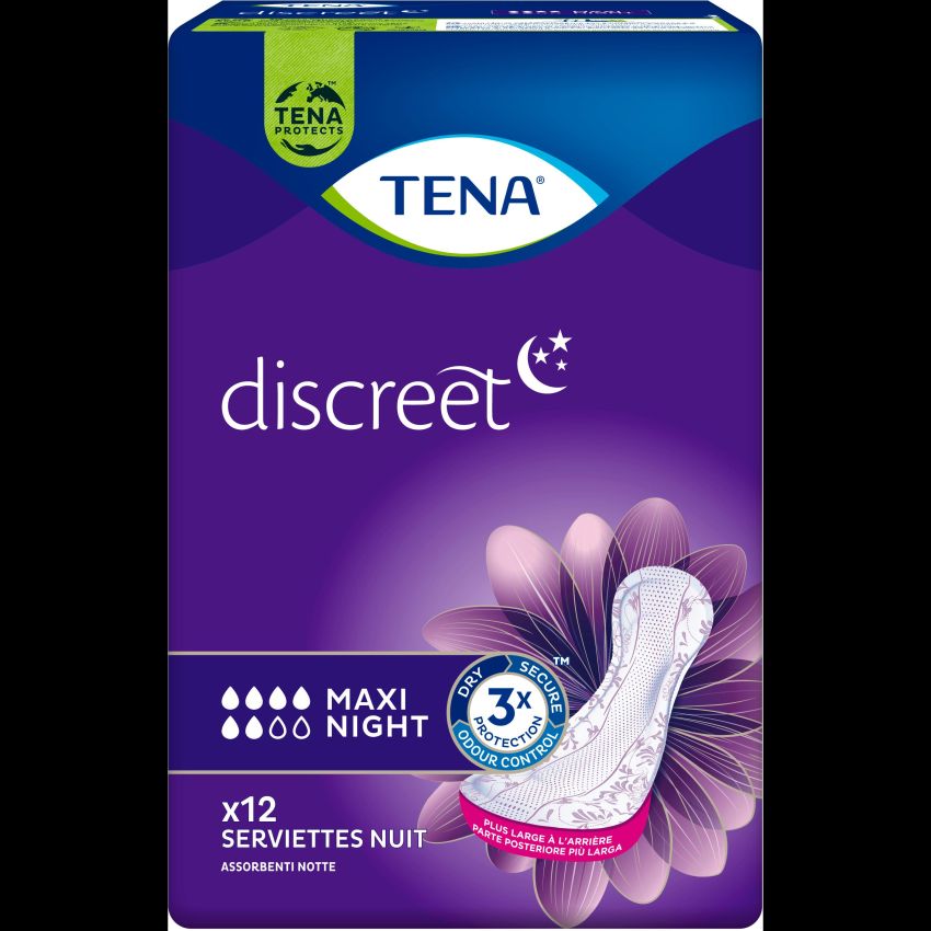 Tena Lady Maxi Night - Assorbenti Notturni, Pacco da 12 Pezzi
