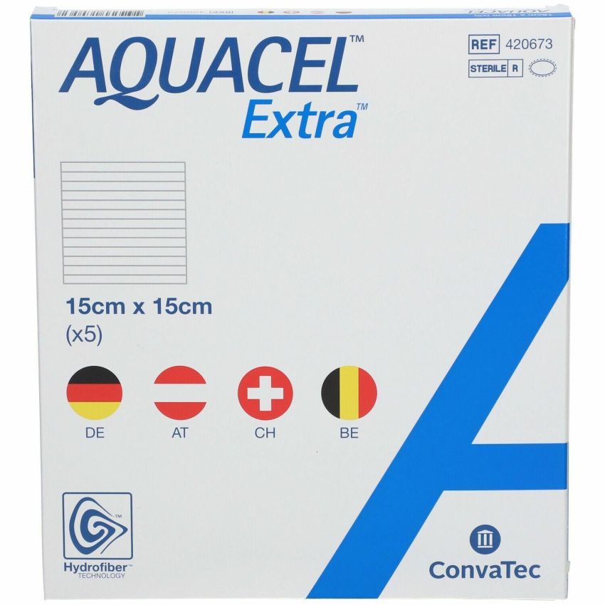Aquacel Extra Medicazione Idratazione Avanzata Hydrofiber 15x15cm - Pacco da 5 Pezzi