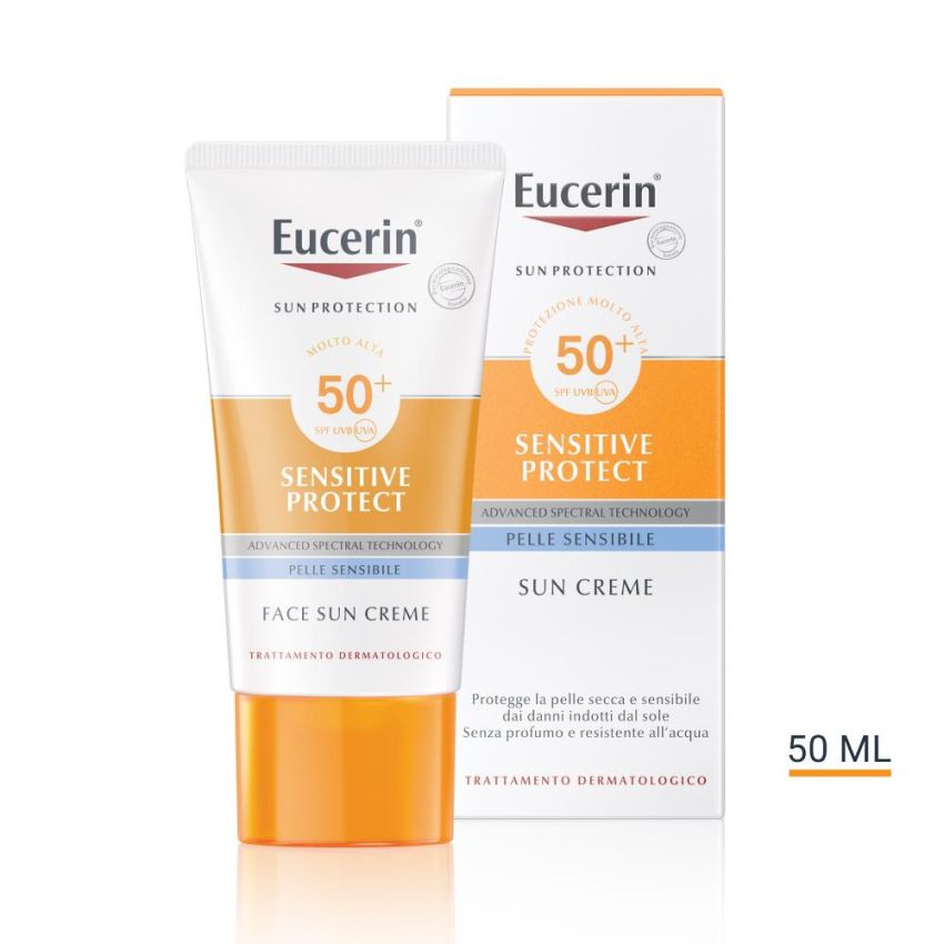 Eucerin SPF50+ Crema Solare per Pelle Sensibile, 50ml