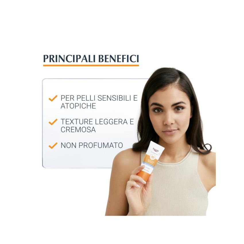 Eucerin SPF50+ Crema Solare per Pelle Sensibile, 50ml
